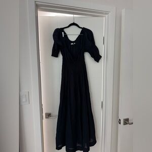 Doen Black Puff-Sleeve Maxi Dress